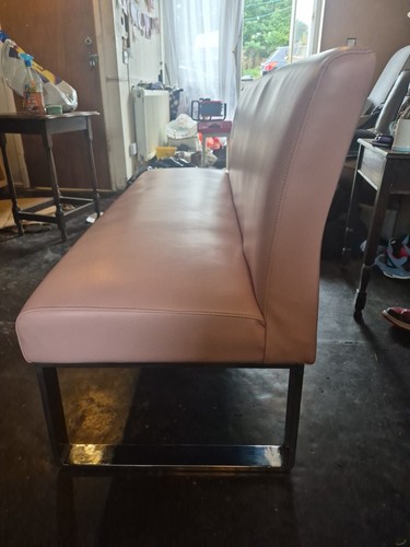 Pink faux leather bench - leather, seat