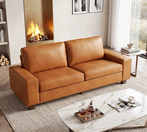 Brown faux leather - leather, 2-seat